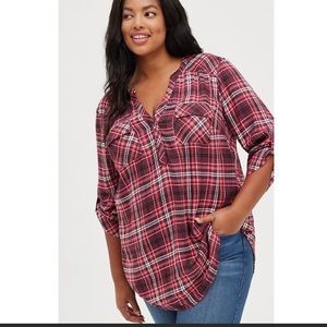 Torrid Harper brushed rayon 3/4 sleeve tunic blouse